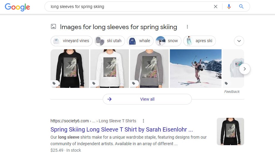 An example of an Image Pack as well as organic results that now feature images.